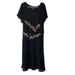 Positive Attitude black dress with pink floral accents size 12